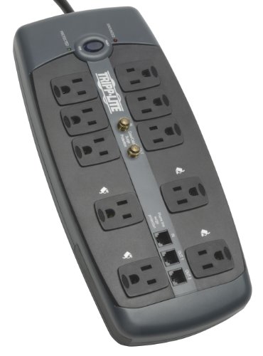Tripp lite 10 outlet surge protector power strip tel/modem/coax 8…