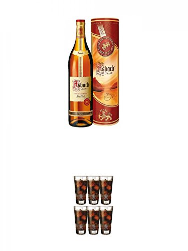 Asbach Uralt klassischer deutscher Weinbrand 0,7 Liter + Asbach Cola Gläser 6er Karton