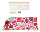 Kate Spade New York Pencil Case Including 2 Pencils, Sharpener, Eraser, and Ruler School Supplies (Floral)