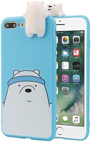 Afus BIG SALE 3D Cartoon Animals Cute We Bare Bears Soft Silicone Case Cover Skin For IPhone Candy Colour Lovely Girly Bear Design (iphone7/8, Blue)