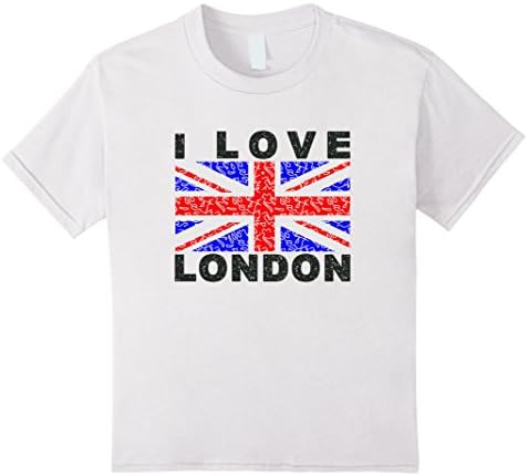 Kids I Love London Shirt UK England Union Jack Flag Vintage Brit 6 White