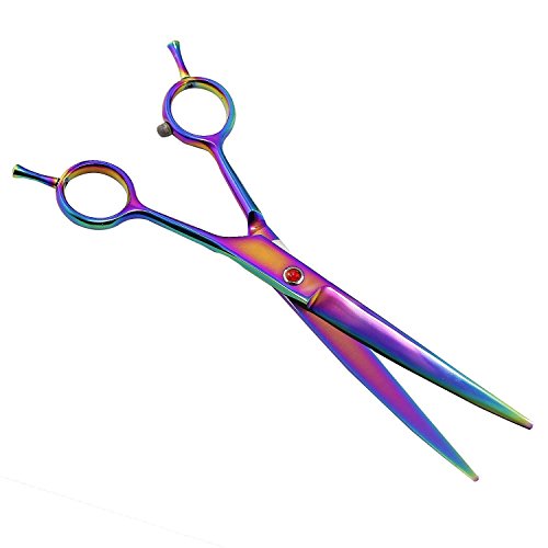 WINGONEER Pets Grooming Scissors Professional Dog Hair Cutting Scissors 7 inch Colorful 4 Piece with a Protection Case
