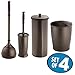 MetroDecor mdesign Bowl Brush, Plunger, Toilet Paper Holder, Round Wastebasket Trash Can, Bronze, Set of 4