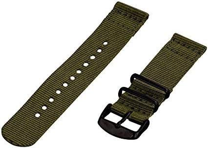 Clockwork Synergy - 19mm 2 Piece Classic Nato PVD Nylon Army Green Replacement Watch Strap Band