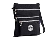 Govc Simple Lightweight Multi-pocket Waterproof Nylon Casual Shoulder Crossbody Bags Zipper Handbags (Black)