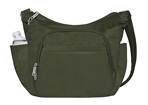 Travelon Anti-Theft Cross-Body Bucket Bag, Olive, One Size