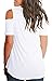 Cold Shoulder Shirts for Women White Loose Fit Criss Cross Basic Tops Cute Fashion Tee XL