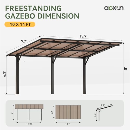 Aoxun 14x10 Freestanding Aluminum Gazebo with Hard Top Roof, UV & Waterproof image 19