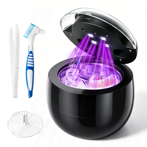 Ultrasonic Retainer Cleaner 45kHz with UV Light 200ml 4 Modes Cleaning Machine for Dentures Retainers Aligners Night Guards Braces Jewellery Rings Necklaces Bracelets Bangles Watches Deep Clean Quiet | Ultrasonic Retainer Cleaner for Dentures, Night Guards, Mouth Guards, Toothbrush Heads, Jewelry