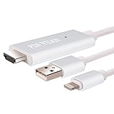 Lightning to HDMI Adapter, Lightning Digital AV to HDMI 1080P Cable Adapter Connector for iPhone 7 7 Plus 6s 6s Plus 6 6 Plus 5 5c 5s SE, iPad Air/Mini/Pro, iPod Touch 5th/6th MHL plug and play Silver