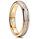 NaNa Chic Jewelry 4mm Rose Gold/Silver Women Tungsten Carbide Ring Inner Hole Laser I Love You Inlay with Meteorite Sticker