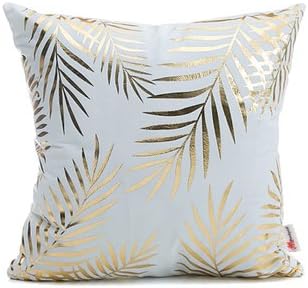 Flannel Throw Pillow Cover Case-18" X 18" Standard Square Gold Leaf Decorative Sofa Cushion Cover Couch Pillow with Zipper((1, White 2)