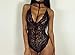 Feite Fashion Women Sexy Lace Backless Jumpsuit Swimsuit Bodysuit (Black, S)