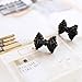 A Pair Fashion Cute Black Rhinestone Crystal Bowknot Bow Tie Stud Earring