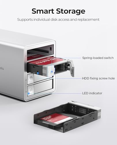 ORICO Daisy Chain 4 Bay USB 3.2 Gen 2 Aluminum Hard Drive Enclosure Das Enclosure 22TB Support and Maximum Expansion up to 264TB for 3.5" HDD -9948C3