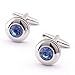Super Shiny Swarovski Quality Blue Crystal Circular Cufflinks Elegant Style