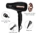 KIPOZI Pro 1875 W Negative Ions Hair Dryer Ceramic Fast Dry Lightweight Hair Blow Dryer with 2 Speed and 3 Heat Settings,Diffuser Concentrator &Cool shot button,Low Noise(Black)