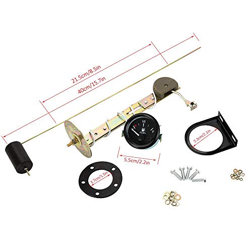 ODOMY 2" 52mm Fuel Gauges Car Marine Fuel Level Gauge Meter Kit with Sensor Universal Boat Motorcycle Truck RV Fuel Tank Gauge (12V, LED Display, E-1/2- F Pointer Range)