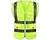 DFTD Safety High Visibility Vest, Constraction Work Hi Vis Vest for Men & Women, Reflective Vest with Pockets & Zipper Class 2, XL, Yellow