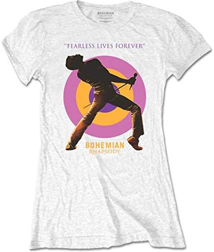 Bohemian Rhapsody Film Queen Fearless' Womens Fitted (White) T-Shirt