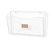 Wall35 Felic Hanging File Organizer, Folder and Mail Holder for Wall, Metal Chicken Wire Basket with Tag Slot, White Office Decor
