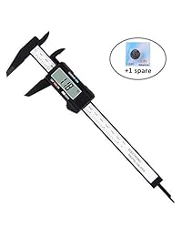 Calibrador digital electrónico, calibrador Vernier con conversión de pulgadas mm, pantalla LCD, herramienta de medición de calibrador con función de apagado automático, 0   6 pulgadas 5.906 in (negro)