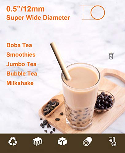 Boba Papier Strohhalme Smoothies Milchshake Jumbo Bubble Tea Milchtee Tapioka Perlen kompostierbar Biologisch abbaubare… – Bild 6