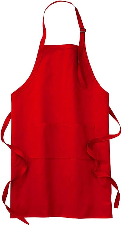 Stars and Stripes Red Chef Apron Plain Long Length with Pocket 65% Poly 35%