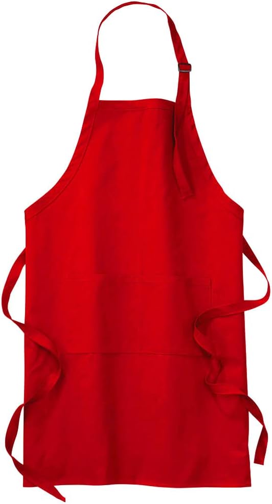 Stars and Stripes Red Chef Apron Plain Long Length with Pocket 65% Poly 35%