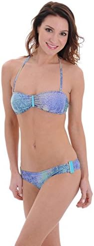 Raisins Junior Blue Halter Bandeau Swimsuit 2 Piece Bikini Set Cheeky Bottoms Sizes: Small