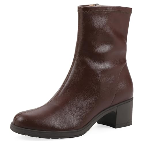 Cliffs by White Mountain Women's Huda Cushioned Block Heel Bootie, Brown/Smooth…
