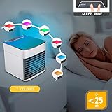 Onewell Arctic Air Personal Air Ice Cooler Small Portable AC Air Conditioner Fan,Mini Evaporative Personal Air Cooler Humidifier,Purifier with 3 Gears 7 Colors Backlight Quiet Sleep Mode for Bedroom