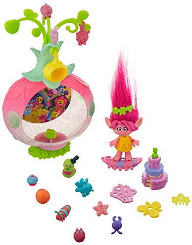 Dreamworks Trolls Sparkle Surprise Party Pod Playset with Color-Changing Poppy Figure, 9 Critters, 8 Accessories & Color-Changing Sticker Sheet (Amazon Exclusive)
