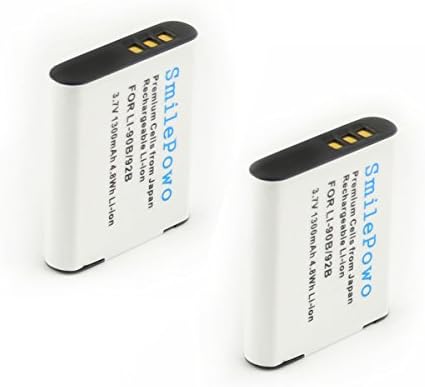 SmilePowo 2-PACK LI-90B Battery for Olympus , LI-92B, UC-90 work with Olympus SH-1, SH-50 iHS, SH-60, SP-100, SP-100EE, Tough TG-1 iHS, Tough TG-2 iHS, XZ-2 iHS Cameras