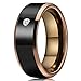 Three Keys Jewelry 8mm Tungsten Wedding Ring Black CZ Inlay Rose Gold Edge Wedding Band Engagement Ring