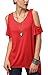 Urban CoCo Women's Vogue Shoulder Off Wide Hem Design Top Shirt - X-Large - Red