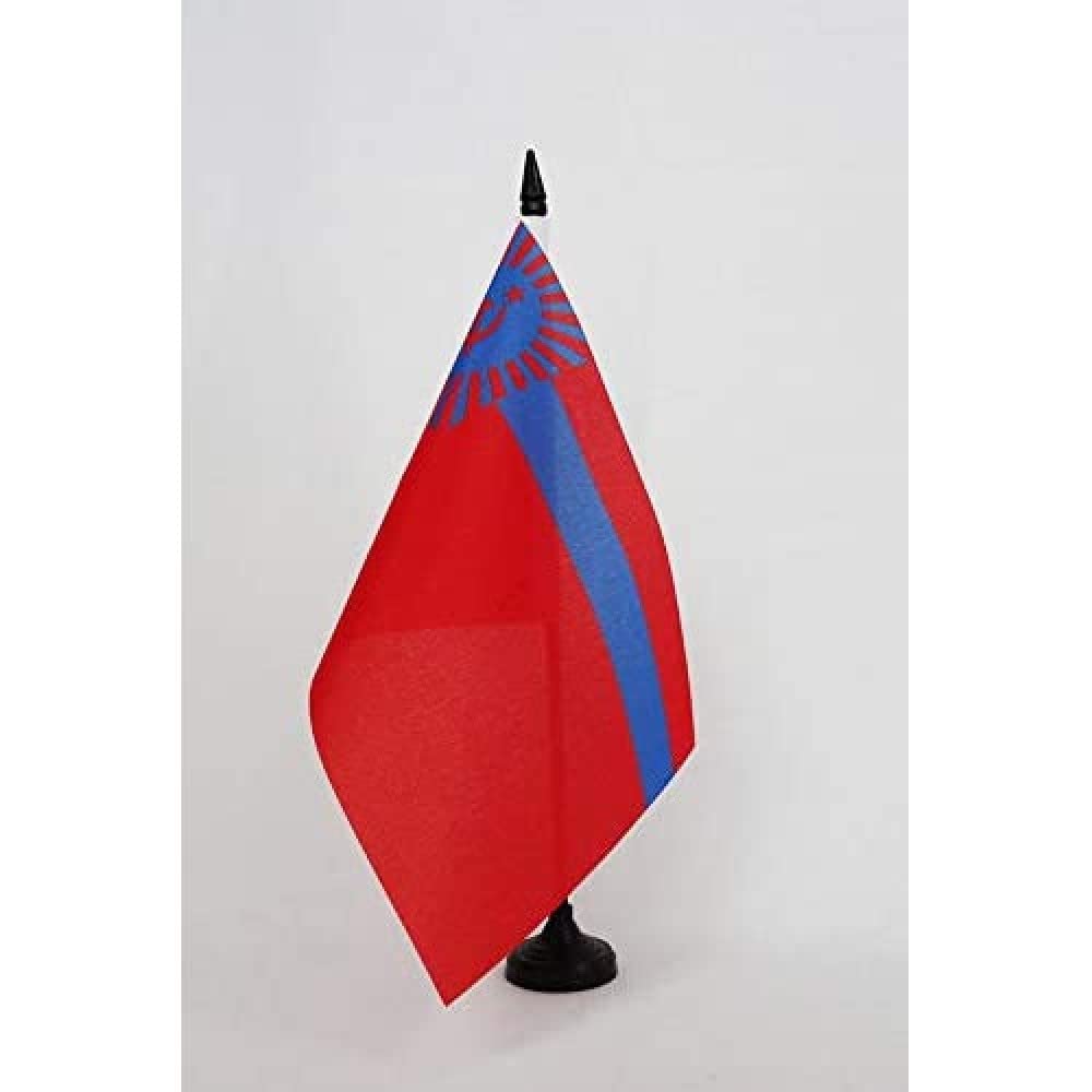 AZ FLAG Georgian Soviet Socialist Republic Table Flag 5'' x 8'' - Georgia SSR Office Decoration 100% Polyester 21 x 14 cm - Mini Desk Flag with Pole and Black Plastic Base