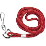 34" Lanyard, With Hook, Nylon, Red