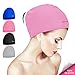 Msicyness Swim Cap for Long/Curly Hair Silicone Swimming Hat for Adult Swimming Pool Laps Latex Rubber Reduce Water Intake Men Women UV Guys Girl Bathing Cap