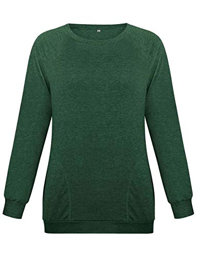 Hisweet Women's Casual Tunic Shirt Long Sleeve Tops Loose Comfy Sweatshirt Green XXL