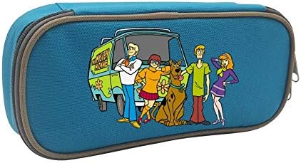 Kim Mittelstaedt Scooby Doo Mystery Machine Custom Pencil Case - Big Capacity Double Zipper Multifunctional Stationery Blue Bag for Children