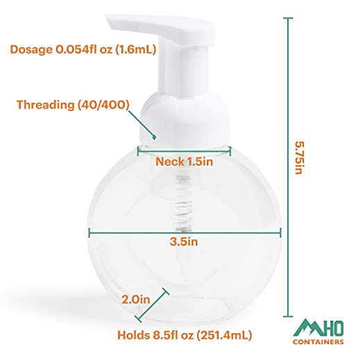 MHO Containers Clear Foaming Soap Dispenser with White Pump Locking