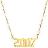 HIJONES Birth Year Necklace for Women Girls Stainless Steel Years Number Pendant Charm Choker Chain Gifts 1985-2020