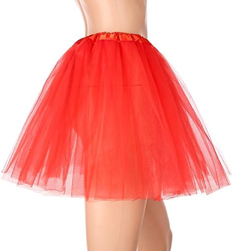 Running Tutu Skirt For Girls Women Men, One Size 3 Layers Light Weight Ballet Birthday Holiday Costume Color Run Marathon Running Tulle Tutus Dress (Red)