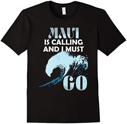 Mens Vintage Maui T Shirt-Maui Is Calling And I Must Go Tee Large Black