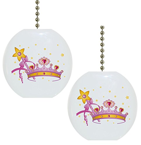 Set of 2 Crown Magic Wand Fairytale Solid CERAMIC Fan Pulls