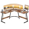 Cubiker Modern L-Shaped Desk Computer Corner Desk, PC Laptop Writing Study Desk for Home Office Wood & Metal, Dark…