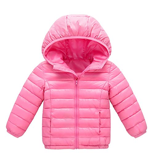 XILALU Baby Girl Boy Kids Light Down Jacket,Windproof Zipper Cable Hooded Coat Winter Warm Toddler Snowsuit(18M-8T)