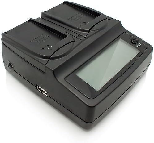 PhotoPro Dual Charger for Panasonic CGR-S006A, CGR-S006A/1B, CGR-S006, CGA-S006, CGR-S006E, CGA-S006E, BP-DC5 U, CGR-S006E/1B Camera Batteries - Intelligent, Super-fast Charger with 2 Independent Charging Bays, LCD Readout, Battery Tester, USB Output, Car Charger and UL Approved Wall Charger