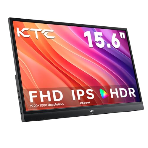 Portable Monitor 15,6" 1080P FHD IPS, USB-C & Mini HDMI Tragbarer Externer Bildschirm, Ultraleichter Reise-Gaming-Monitor mit Standfuß & Lautsprechern, für Laptop/PC/Mac/PS3/PS4/PS5/Xbox, Schwarz